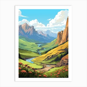 Drakensberg Mountain Range Cartoon 4 Art Print