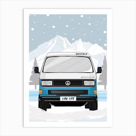 Vw Camper Van In Winter Art Print