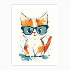 Cute Cat In Glasses Art Print