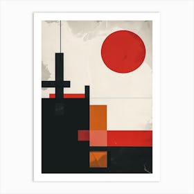 Japandi Cubist Fusion: Abstract Painting 1 Art Print