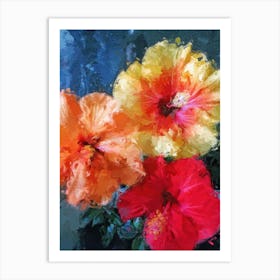 Three Flowers Oil Painting Art Print