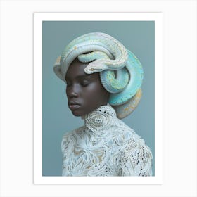 "Woman with Snake: Surreal Fashion Portrait" Art Print