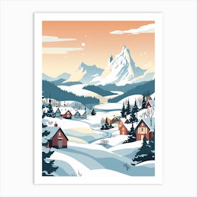 Vintage Winter Travel Illustration Lofoten Islands Norway 4 Art Print