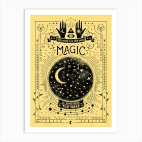 Vintage Esoteric Magic Crystal Ball Moon Universe  Art Print