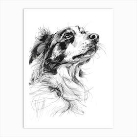 Black & White Dog Line Drawing 2 Art Print