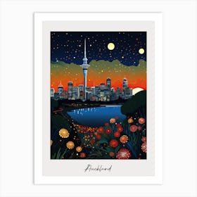 Poster Of Auckland, Illustration In The Style Of Pop Art 3 Art Print