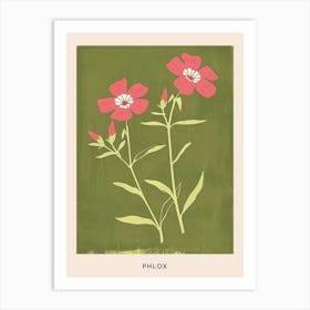 Pink & Green Phlox Flower Poster Art Print