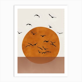 Sunset With Birds Art Print