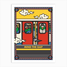 London Pigeons Mind The Gap Train Commute Art Print