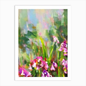 Lady Slipper Orchid Impressionist Painting Plant Art Print