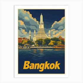 Aihrgdesign A Vintage Travel Poster Of Bangkok Featuring The 2 Art Print