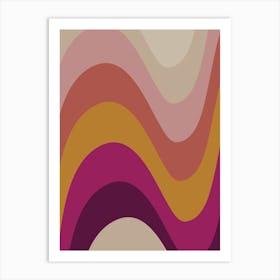 Retro Mod Abstract Wave Shapes in Pink Yellow and Fuchsia Art Print