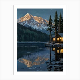 Cabin On The Lake Art Print