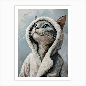 Cat In Bathrobe 3 Art Print