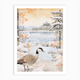 Winter Bird Painting Canada Goose 3 Art Print