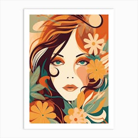 Bloom Body Woman Neutral Colours Boho Style 4 Art Print