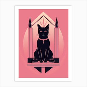 The Hierophant Tarot Card, Black Cat In Pink 2 Art Print