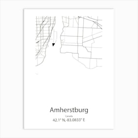 Amherstburg,Canada Minimalist Map Art Print