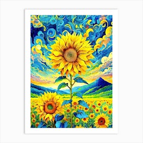 Sunflowers In The Sky Art Print