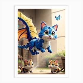 Dragons And Cats Art Print