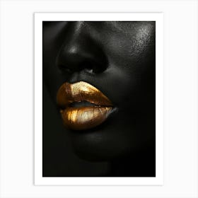 Black Woman With Gold Lips Art Print