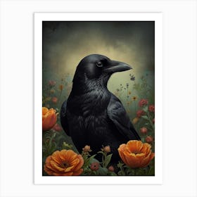 Crow In The Field 3 Art Print