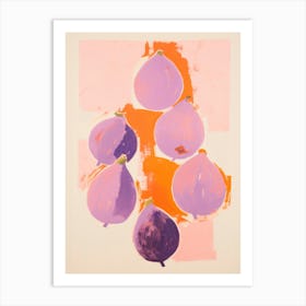 Figs. Lilac and Orange Colors. Acrylic Painting Kitchen Art Print