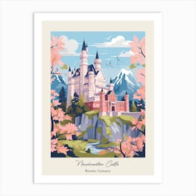 Neuschwanstein Castle   Bavaria, Germany   Cute Botanical Illustration Travel 0 Poster Art Print