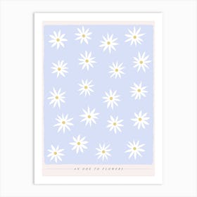 Ode To Flowers Blue Art Print