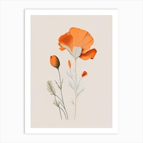 California Poppy Spices And Herbs Retro Minimal 4 Art Print