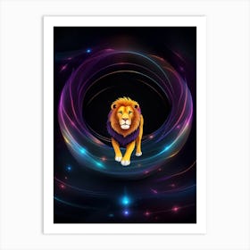 Lion In A Circle Art Print