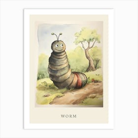 Beatrix Potter Inspired  Animal Watercolour Worm 1 Art Print