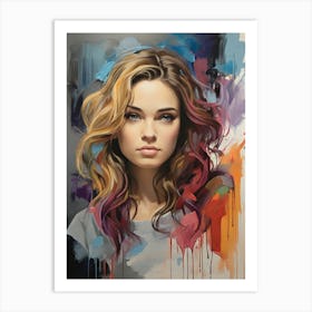 Girl With Colorful Hair Art Print