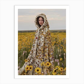 "Woman in Sunflower Coat" Art Print