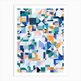 Abstract Geometric Pattern - Blue Art Print