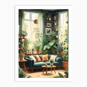 Living Room With Plants Art Print