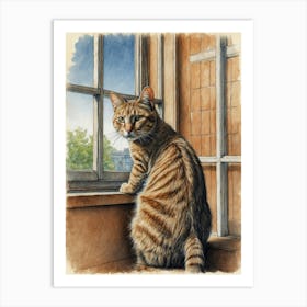 Cat By The Window 2 Art Print