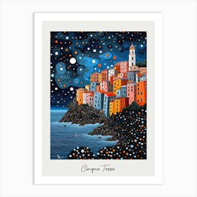 Poster Of Cinque Terre, Italy, Illustration In The Style Of Pop Art 2 Art Print