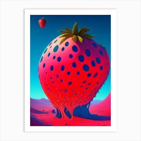 Strawberry In The Desert Surreal Art Print