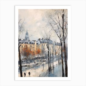 Winter City Park Painting Parc De Belleville Paris France 4 Art Print