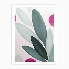 Pink And Green Leaves Art Print