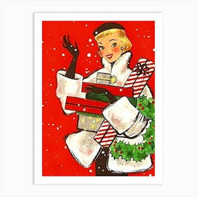 Greetings From A Christmas Shopping Girl Art Print