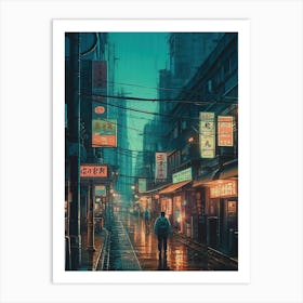 Rainy Night In Tokyo 1 Art Print