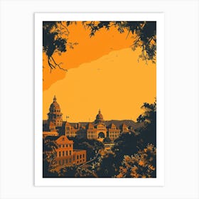 Duotone Illustration The University Of Austin Texas 1 Art Print