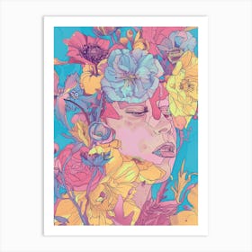 Flowers In The Head Art Print