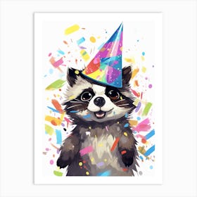 Cute Kawaii Cartoon Raccoon 5 Art Print