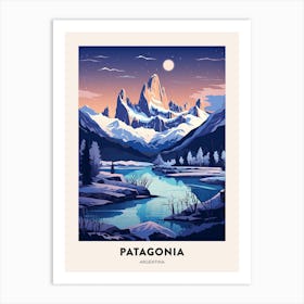 Winter Night  Travel Poster Patagonia Argentina Art Print