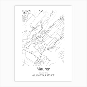 Mauren,Liechtenstein Minimalist Map Art Print