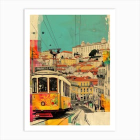 Lisbon   Retro Collage Style 2 Art Print