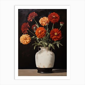 Bouquet Of Marigold Flowers, Autumn Fall Florals Painting 2 Art Print